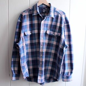 Early 90s Vintage Gap Cotton Blue Plaid Flannel Mid-weight Men’s XL